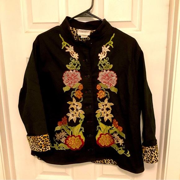 VTG Vanity Collection Sz XL Women’s Black Embroidered Jacket - Picture 1 of 10